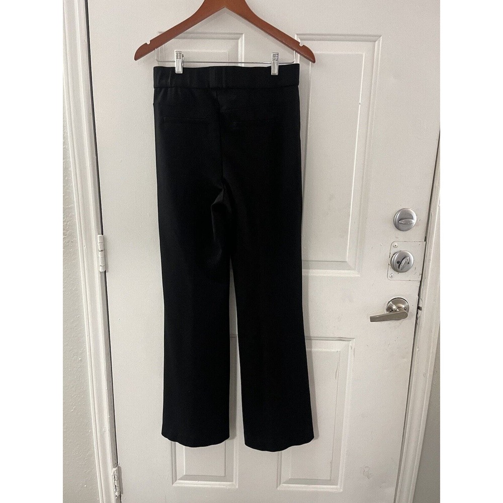 NYDJ Sculpt Her Pull On Wide Flare Leg PANTS Black Ponte Shaping Sz S